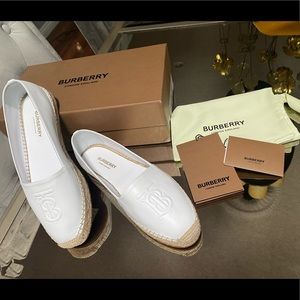 BURBERRY Tabitha Logo Monogram Espadrille Flat,8.5